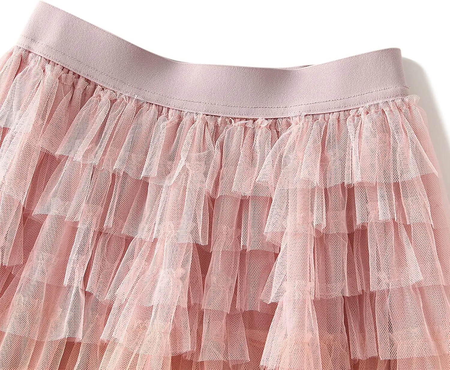 Women's Tulle Midi Skirt Elastic High Waist Layered Pleated Mesh Flowy A-Line Prom Party Long Tutu Skirts