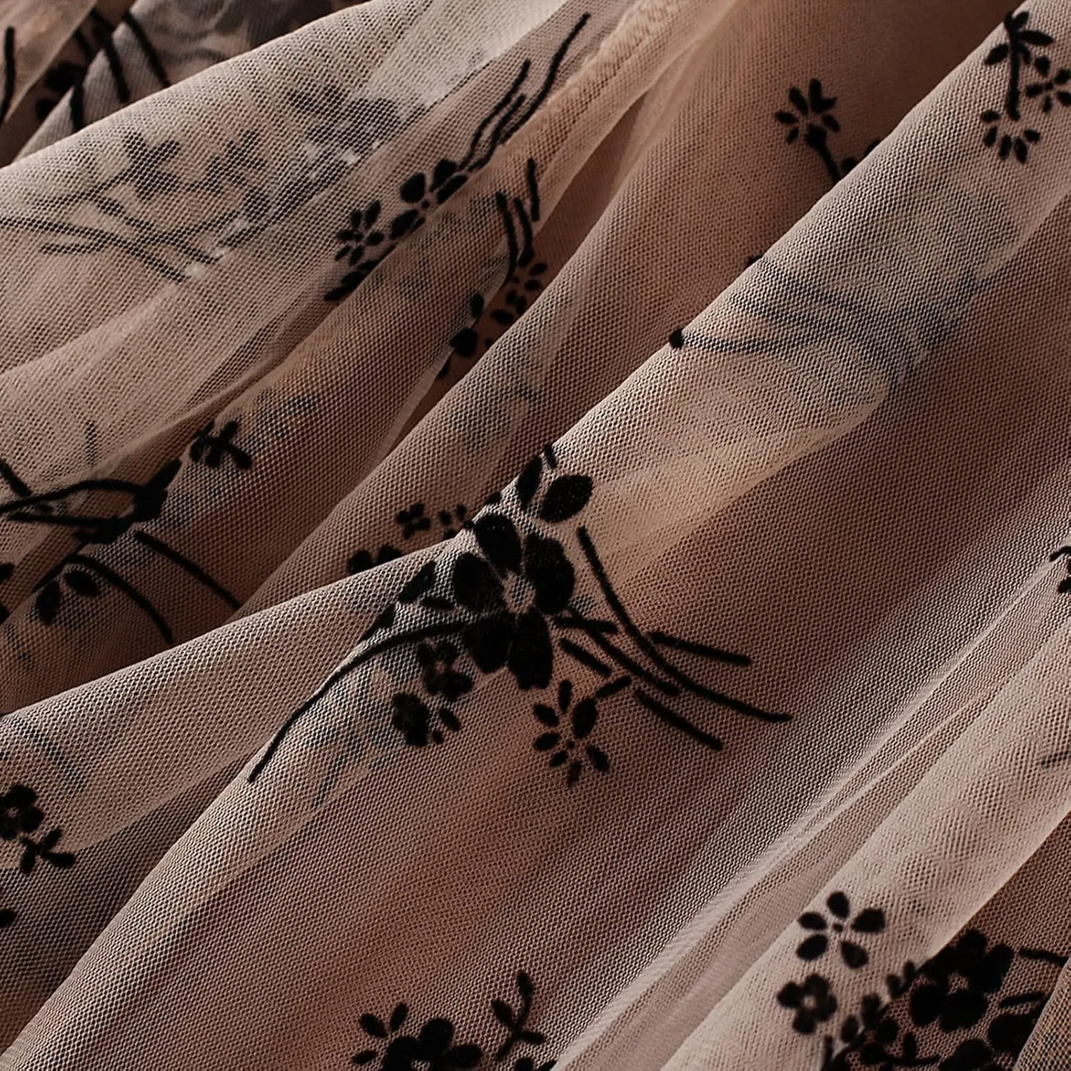 Women's Tulle Midi Skirt Elastic High Waist Layered Pleated Mesh Flowy A-Line Prom Party Long Tutu Skirts
