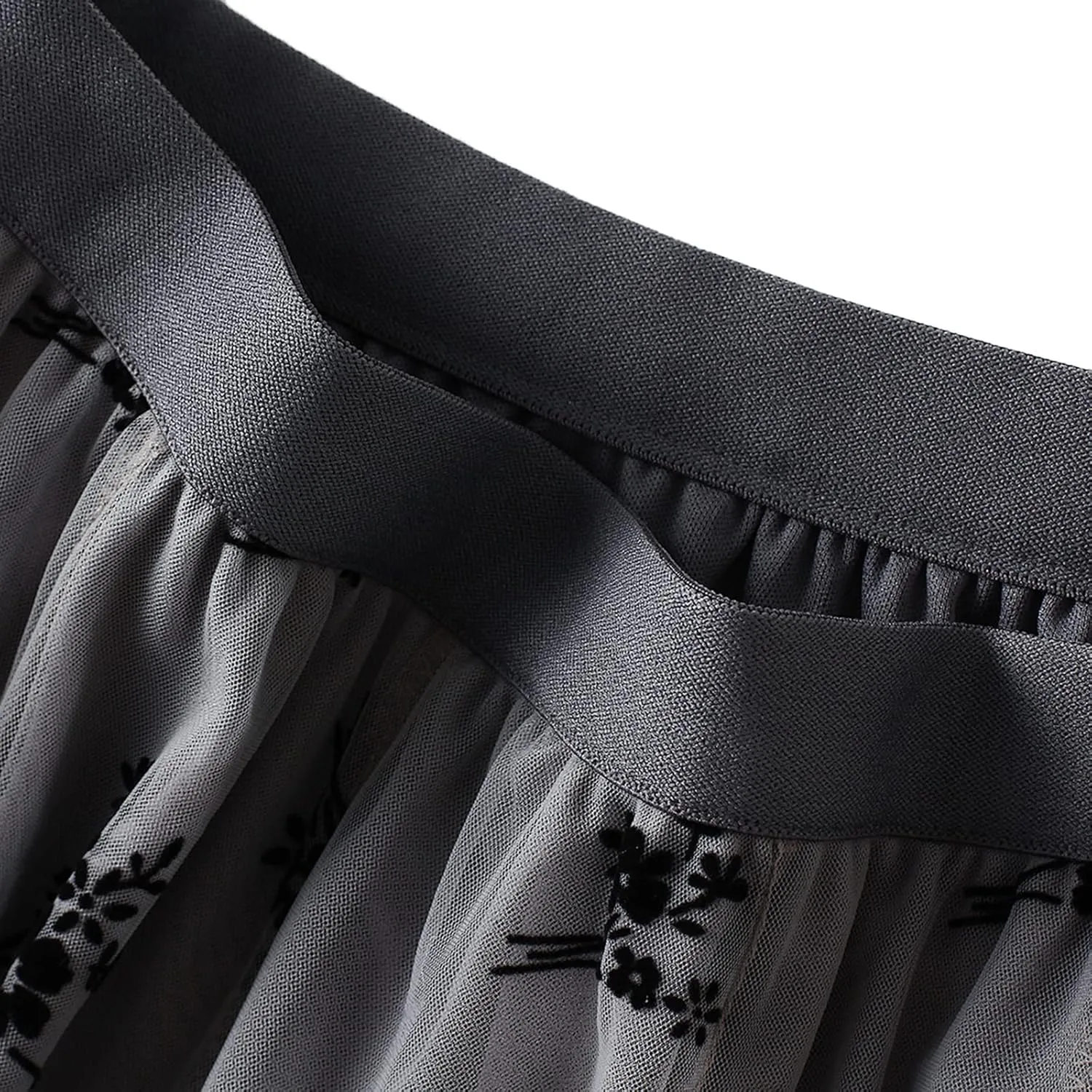 Women's Tulle Midi Skirt Elastic High Waist Layered Pleated Mesh Flowy A-Line Prom Party Long Tutu Skirts