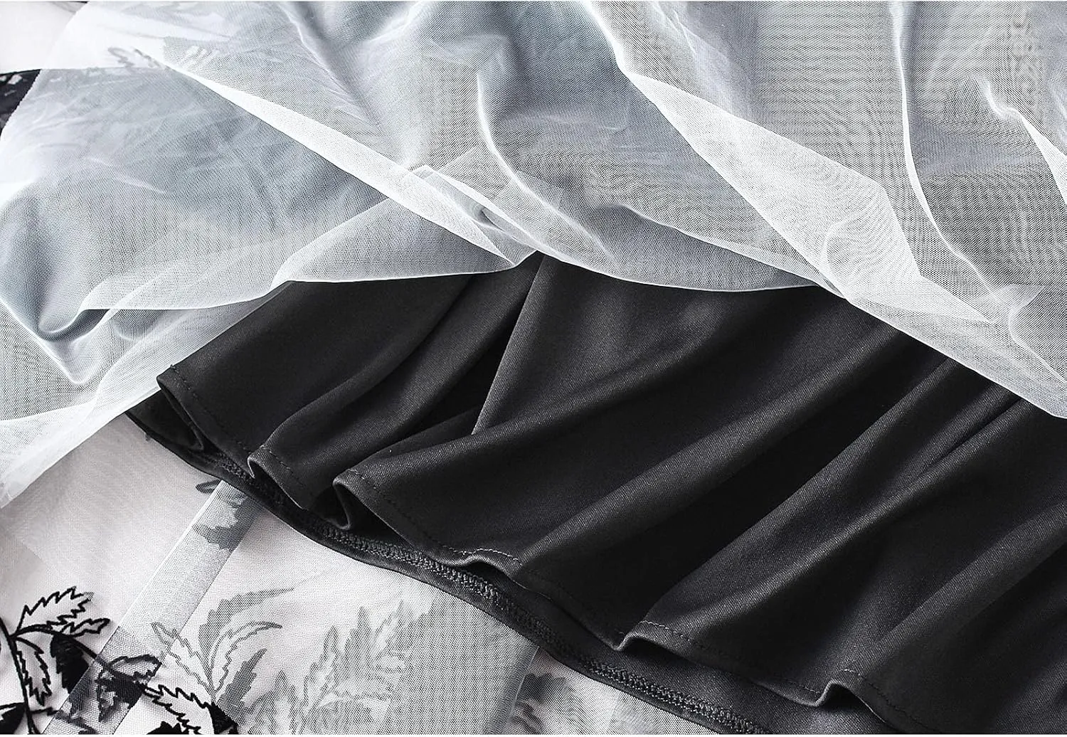 Women's Tulle Midi Skirt Elastic High Waist Layered Pleated Mesh Flowy A-Line Prom Party Long Tutu Skirts