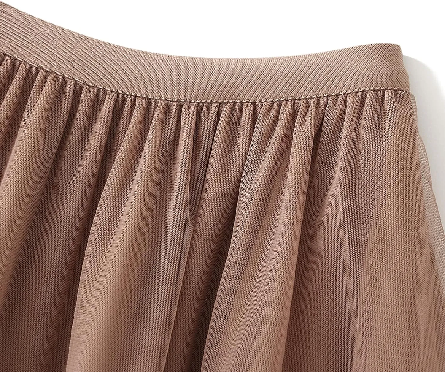 Women's Tulle Midi Skirt Elastic High Waist Layered Pleated Mesh Flowy A-Line Prom Party Long Tutu Skirts