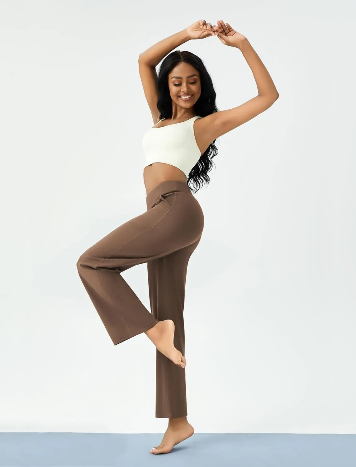 Womens Wide Leg Yoga Pants Casual Work Dress Pants Lounge Sweatpants High Waist Comfy Loose Trousers with Pockets