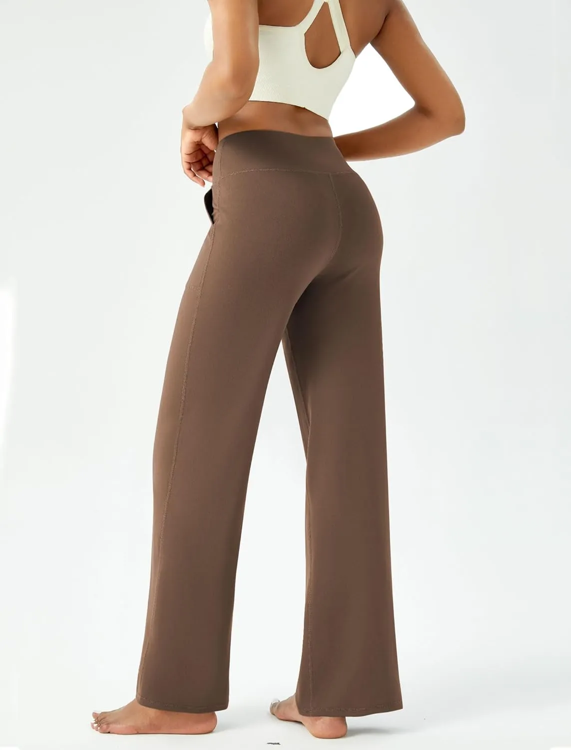 Womens Wide Leg Yoga Pants Casual Work Dress Pants Lounge Sweatpants High Waist Comfy Loose Trousers with Pockets