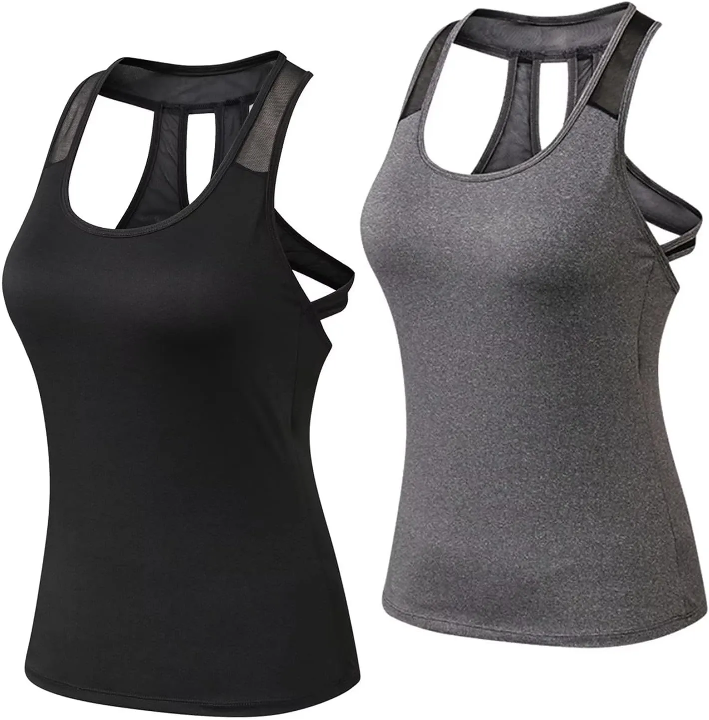 Women's Workout Tank Tops,Quick Dry Sports Yoga Tops,Running Exercise Gym Shirts,2 Pcs