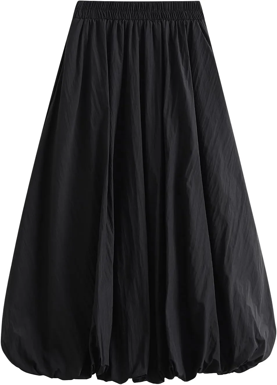 Women's Y2k Bubble Maxi Skirt Elastic Waist Puffy Hem Skirt Casual A Line Flowy Long Flower Bud Skirts