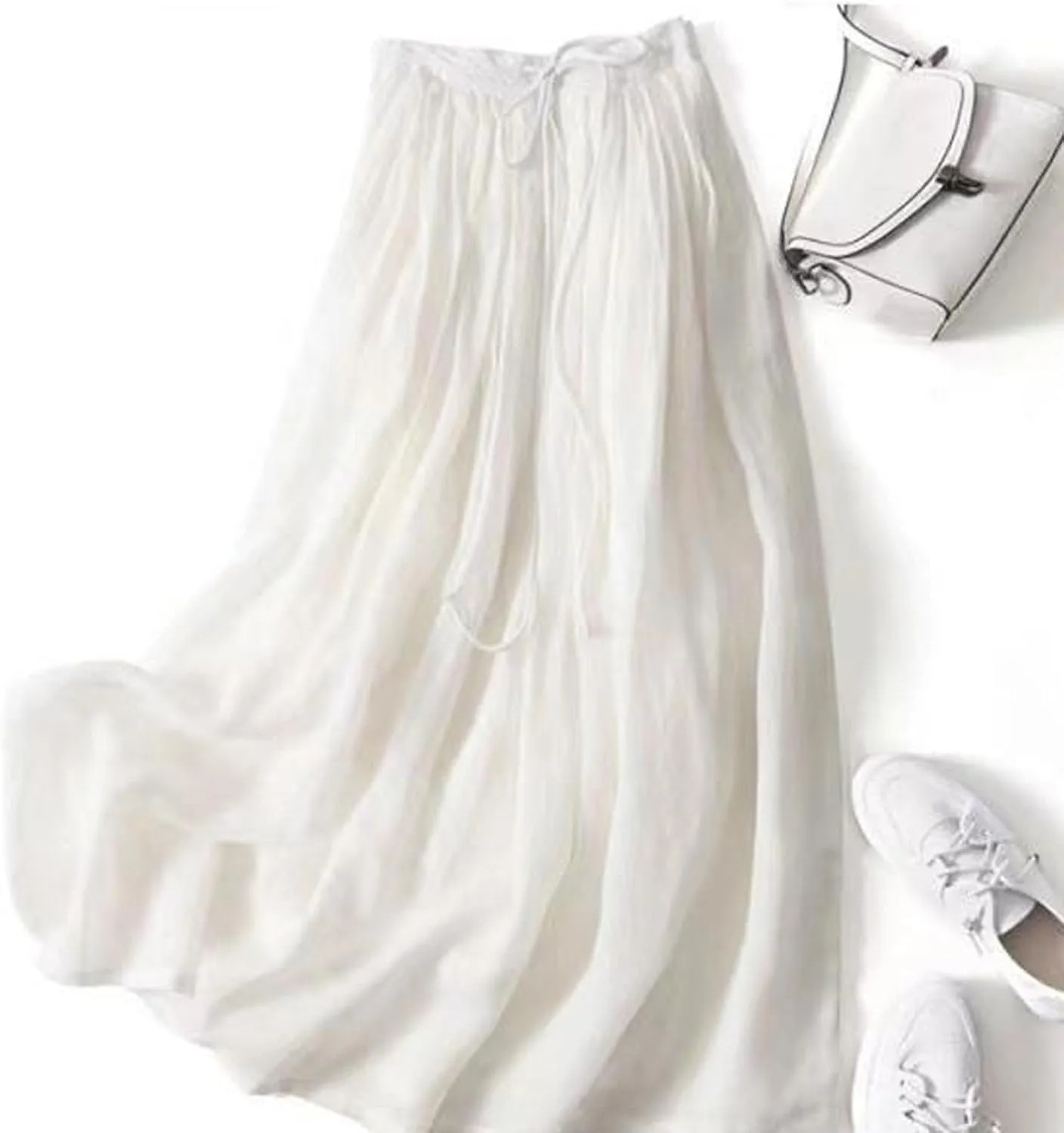 Wrap Around a Line Linen Skirt, 2025 Summer Casual Cotton Linen Maxi Skirts with Pockets for Women