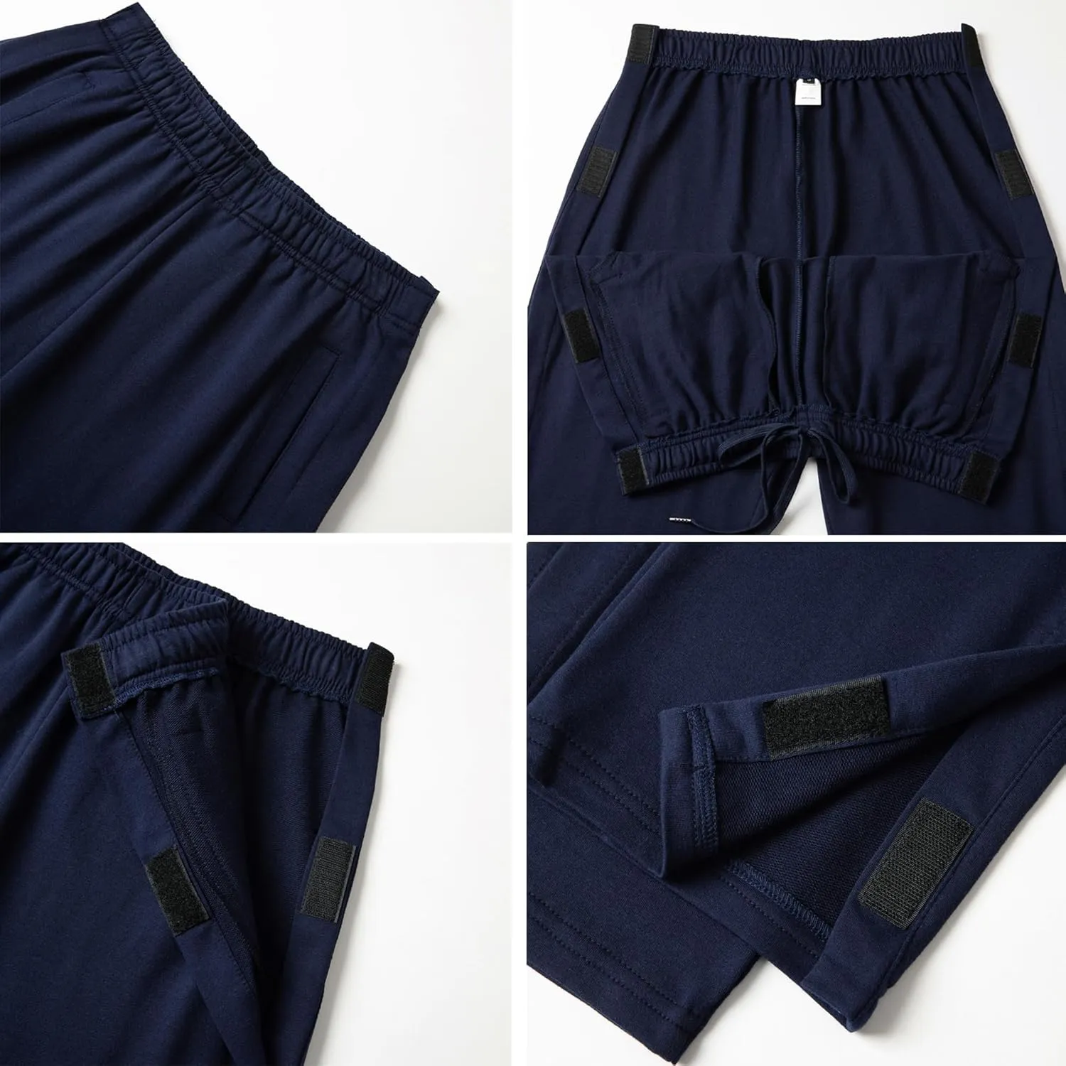 WZIKAI Men's Tear Away Pants Casual Side Snap Open Sweatpants Loose Fit Post Surgery Pants with Pockets