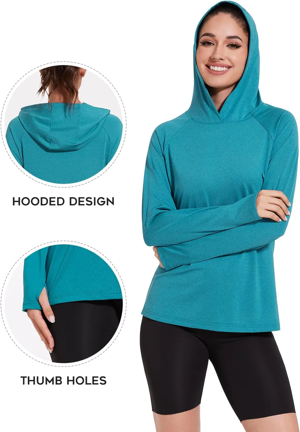 Xelky Women's Hoodie Long Sleeve Sun Shirts Lightweight UV Protection Hooded Shirt Athletic Hoodie with Thumb Hole
