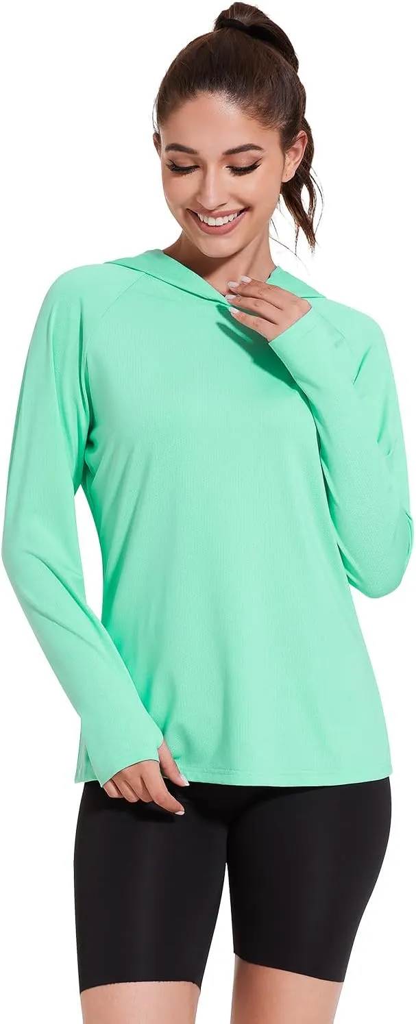 Xelky Women's Hoodie Long Sleeve Sun Shirts Lightweight UV Protection Hooded Shirt Athletic Hoodie with Thumb Hole