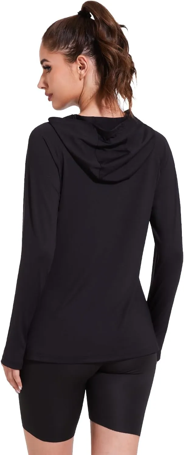 Xelky Women's Hoodie Long Sleeve Sun Shirts Lightweight UV Protection Hooded Shirt Athletic Hoodie with Thumb Hole