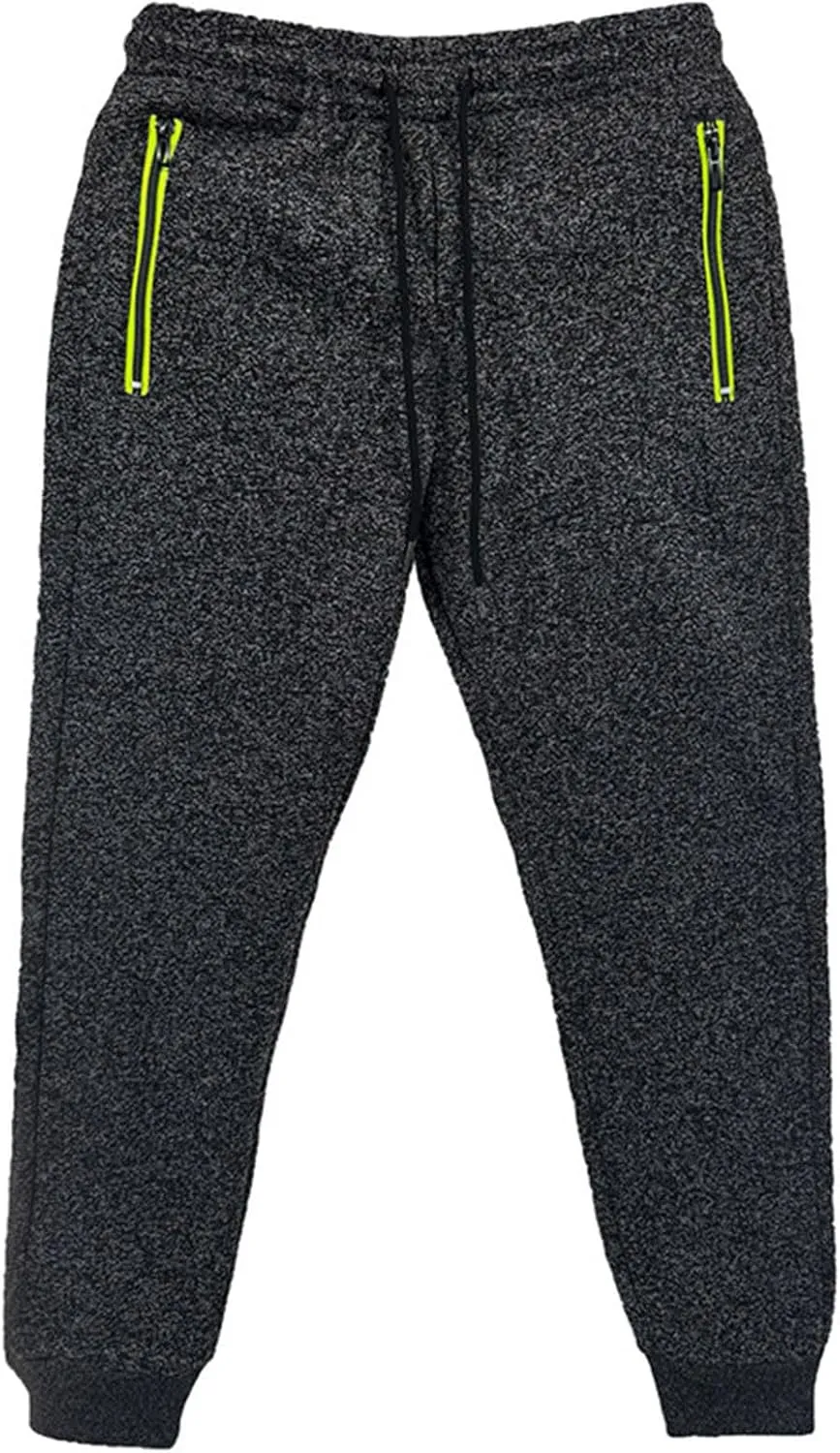 Xiaojmake Mens Marled Fleece Sweatpant Elastic Waist Drawstring Sweatpant Slim Fit Workout Training Gym Jogger Athletic Pant