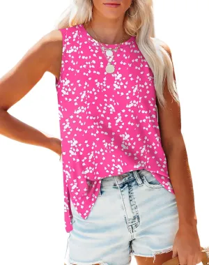 XIEERDUO Womens Tank Tops Crewneck Loose Fit Basic Casual Summer Side Split Sleeveless Shirts