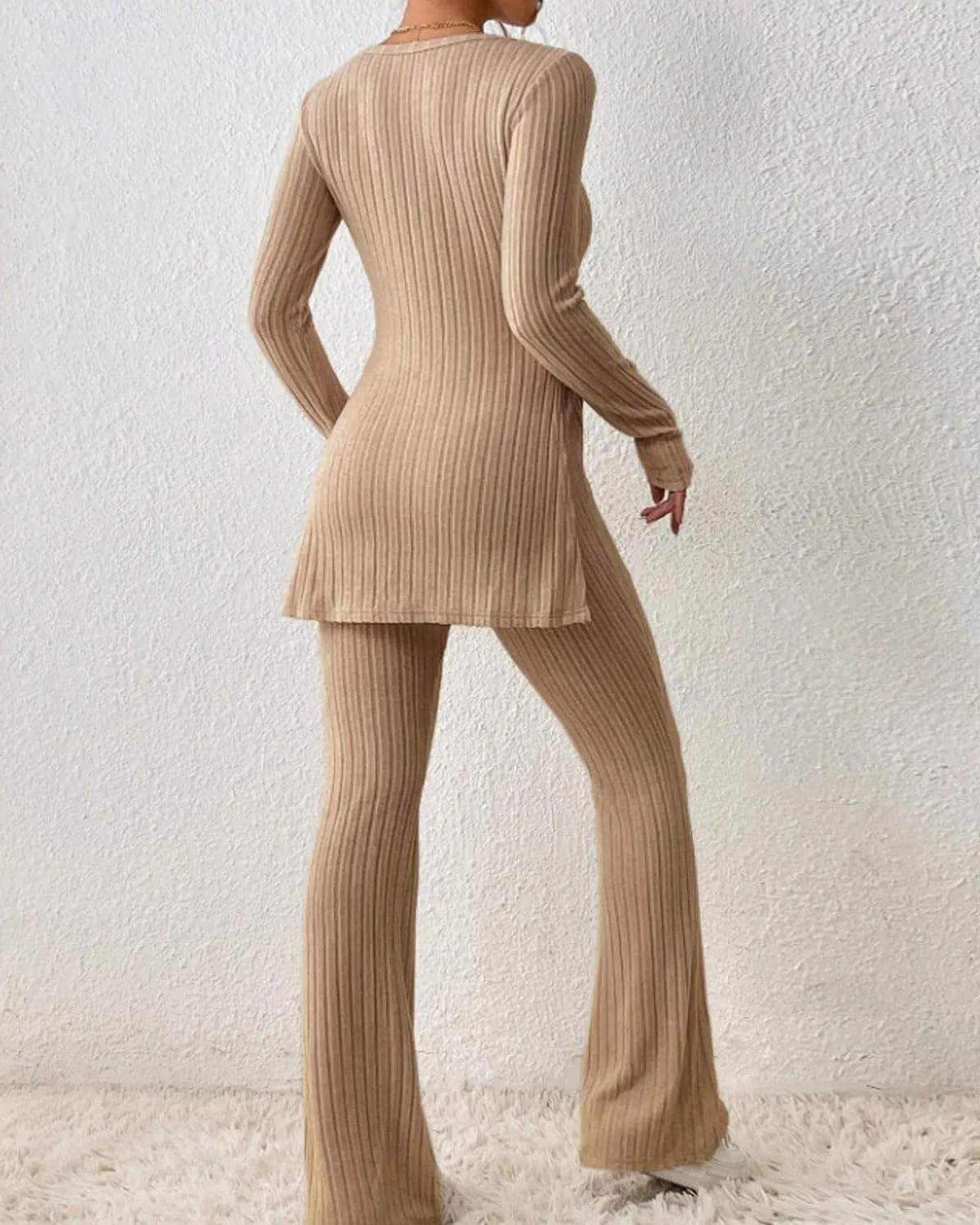 Xixiuly Women's 2 Piece Sweatsuit Outfits Lounge Set Knit Pullover Long Sleeve Sweater Sweatshirt Wide Leg Pants Tracksuit