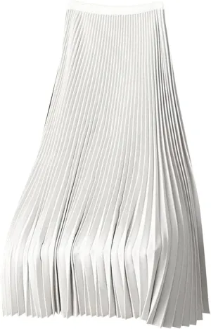 XUNRYAN Skirts for Women High Elastic Waist Pleated Shimmer Midi Skirt Flowy Swing A-line Skirts Fashion Clothes