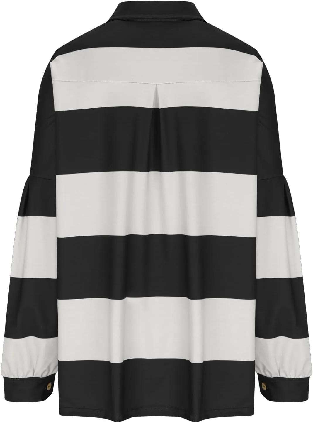 Y2K Tops for Women Fall 2024 Fashion Color Block Striped Polo Shirt Oversized Long Sleeve Button Up Blouse Pullover
