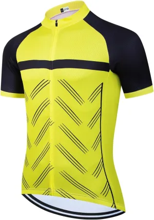 YIBIMOTTO Mens Full Zip Cycling Jersey 3 Rear Pockets Moisture Wicking Short Sleeve Quick Dry Biking Shirts