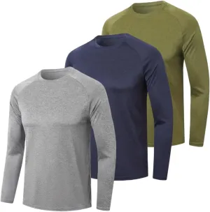 YIBIMOTTO Men's Solid Color Fishing Shirt Long Sleeve Quick Dry Tops Sun Protection Sports Clothing Multi Packs