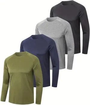 YIBIMOTTO Men's Solid Color Fishing Shirt Long Sleeve Quick Dry Tops Sun Protection Sports Clothing Multi Packs