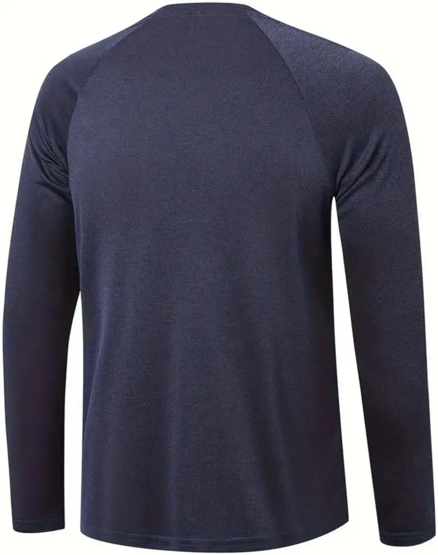 YIBIMOTTO Men's Solid Color Fishing Shirt Long Sleeve Quick Dry Tops Sun Protection Sports Clothing Multi Packs