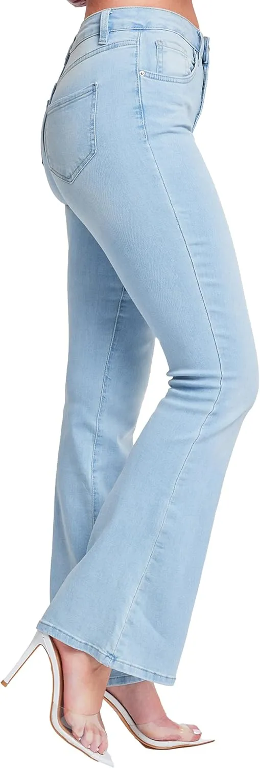 YMI Women's Junior Classic High Rise Flare Jean-Regular Inseam