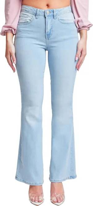 YMI Women's Junior Classic High Rise Flare Jean-Regular Inseam