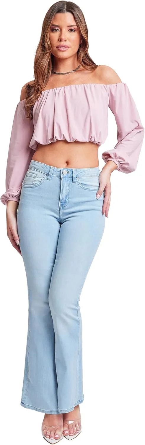 YMI Women's Junior Classic High Rise Flare Jean-Regular Inseam