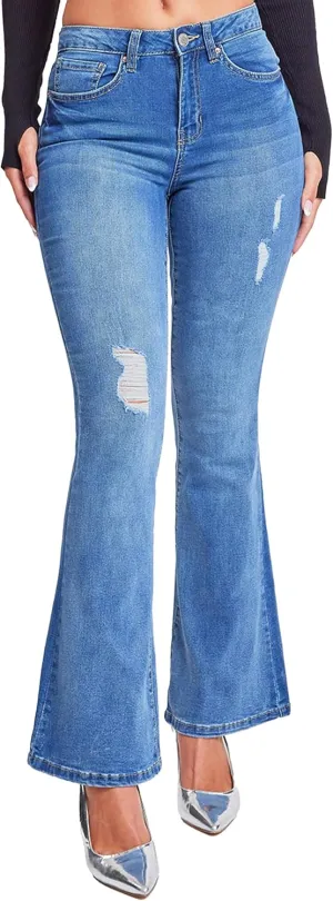 YMI Women's Junior Classic High Rise Flare Jean-Regular Inseam
