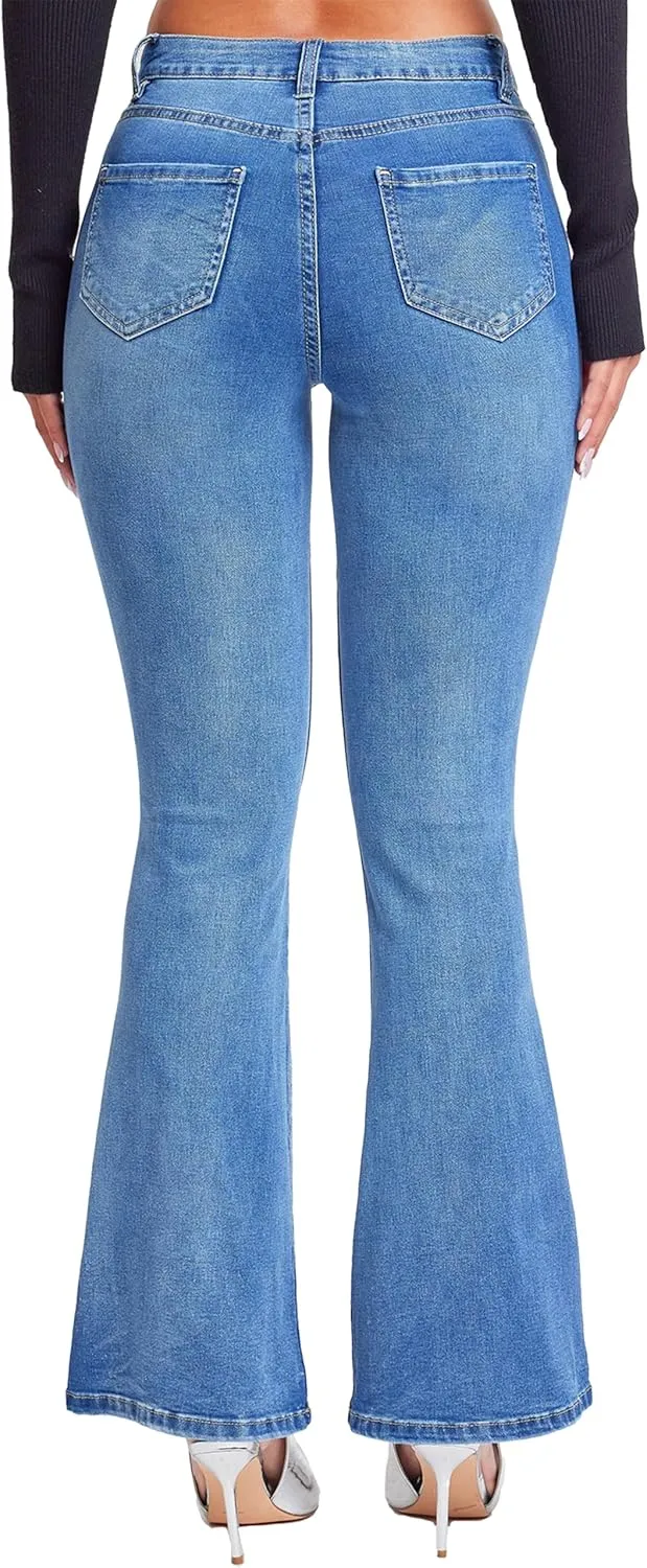 YMI Women's Junior Classic High Rise Flare Jean-Regular Inseam