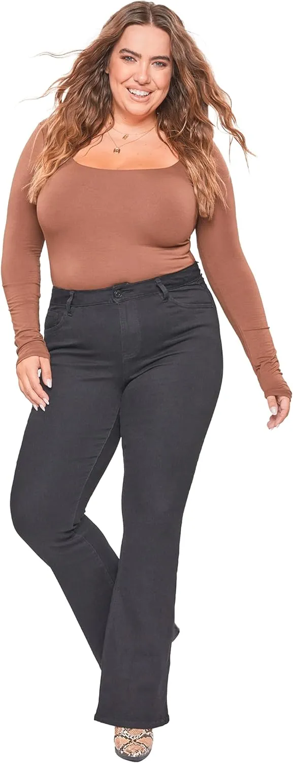 YMI Women's Junior Plus Size Basic Flare Jean