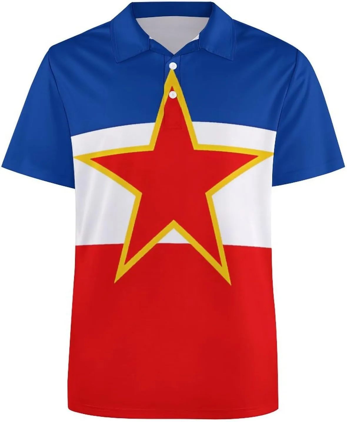 Yugoslavia National Country Flag Mens Short Sleeve Polo Shirts Straight Sports Golf Tennis T-Shirt Quick Dry Long Top