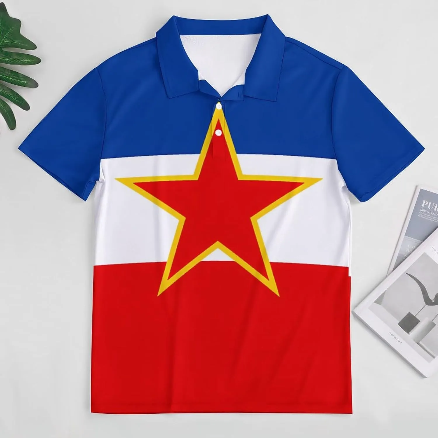 Yugoslavia National Country Flag Mens Short Sleeve Polo Shirts Straight Sports Golf Tennis T-Shirt Quick Dry Long Top
