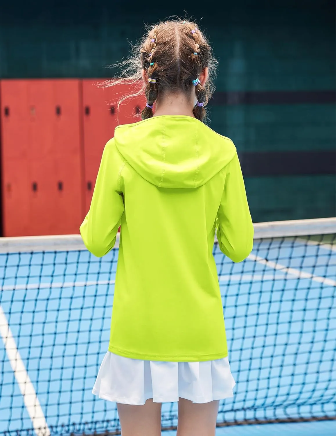 Zaclotre Kids UPF50  Sun Shirt Girls Quick Dry Sun Protection Clothing Athletic Hoodie with Thumbholes