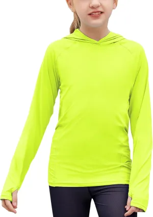 Zaclotre Kids UPF50  Sun Shirt Girls Quick Dry Sun Protection Clothing Athletic Hoodie with Thumbholes