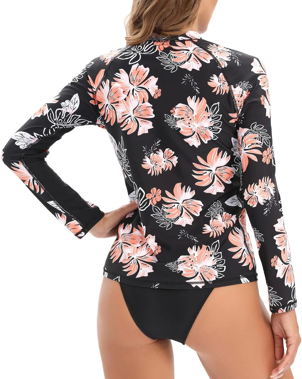 Zando UPF 50  Rash Guard for Women Full Zip Long Sleeve Swimsuits Quick Dry Tankini Swim Top Lightweight Swim Shirt