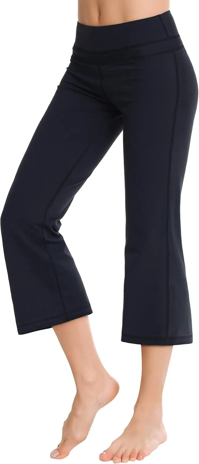 Zeronic Bootleg Yoga Capris Pants for Women High Waist Workout Flare Crop Leggings
