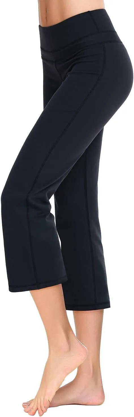Zeronic Bootleg Yoga Capris Pants for Women High Waist Workout Flare Crop Leggings