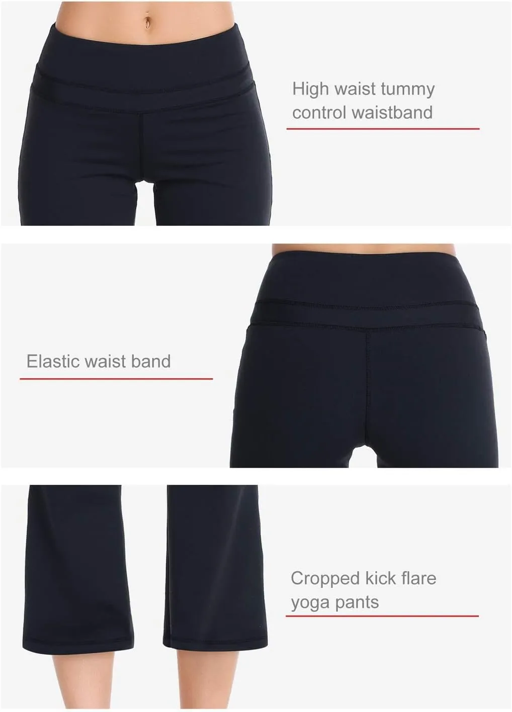 Zeronic Bootleg Yoga Capris Pants for Women High Waist Workout Flare Crop Leggings